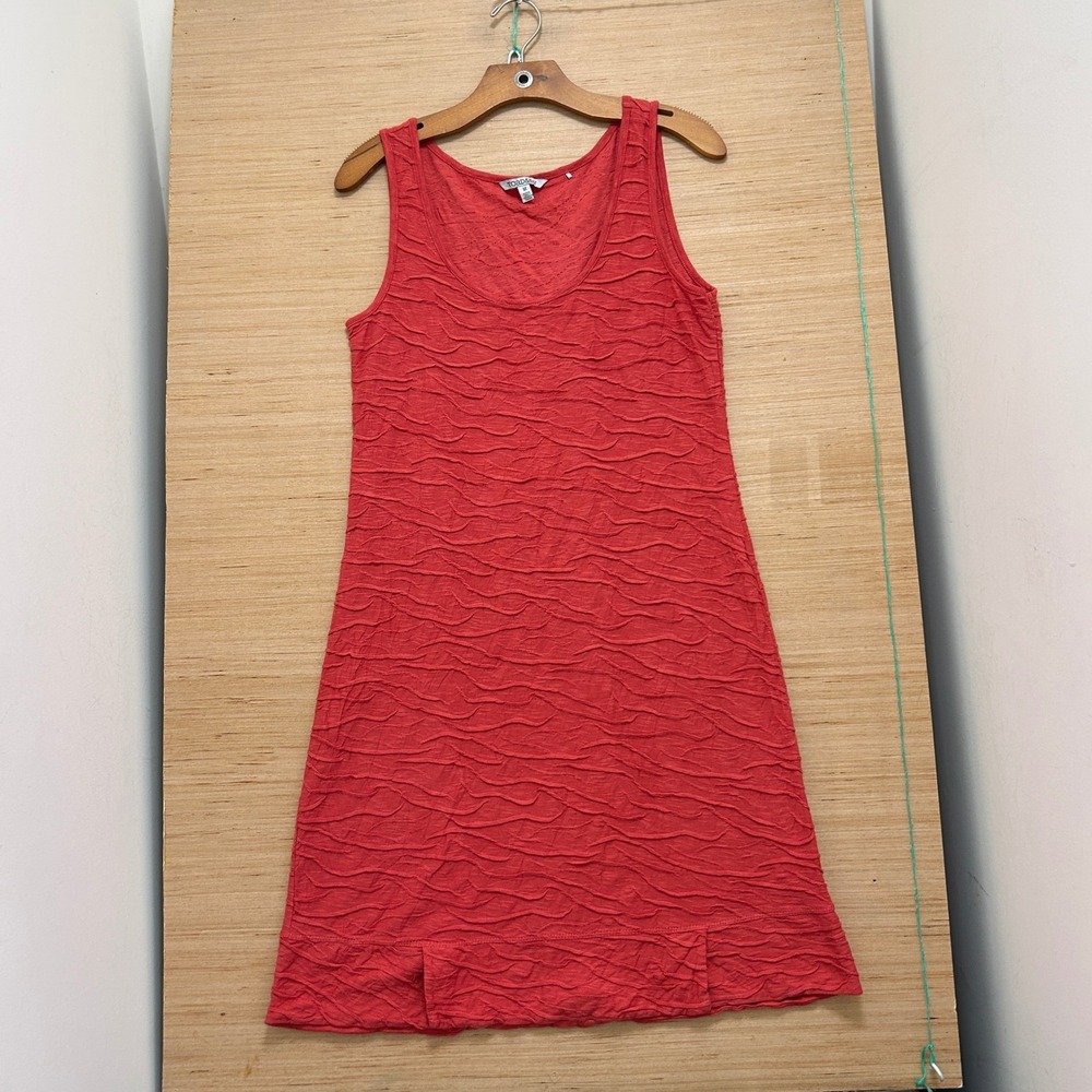 Toad&Co Womens Medium Coral Red Wavy Textured Sleeveless Scoop Neck Shift Dress